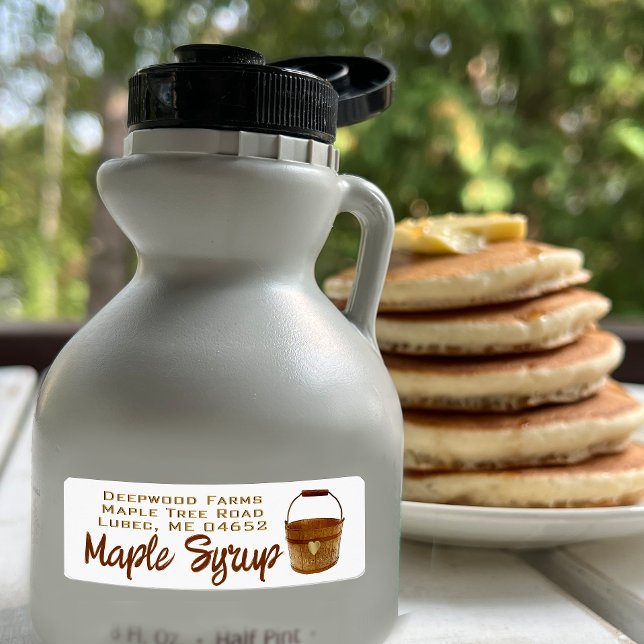 Maple Syrup with Sap Bucket Plastic Jug Label (Creator Uploaded)