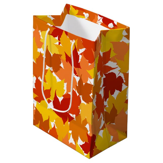 Maple tree autumn leaves medium gift bag (Front Angled)