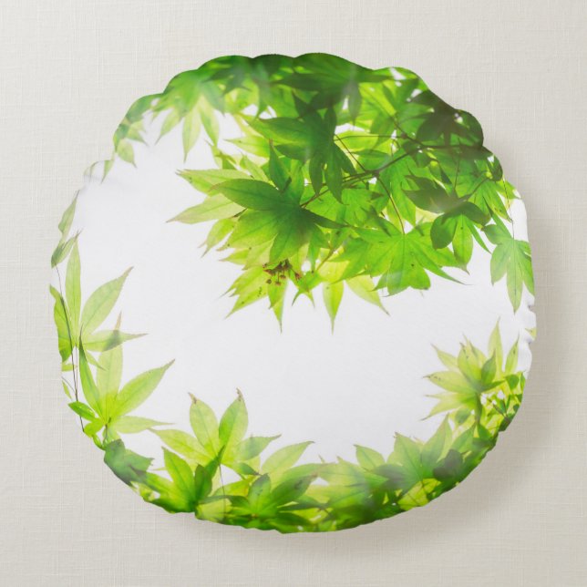 Maple tree tree leaf twig texture round cushion (Front)