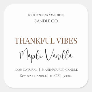 Maple Vanilla Elegant Fall Soy Candle Label