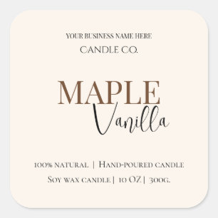Maple Vanilla Elegant Fall Soy Candle Label