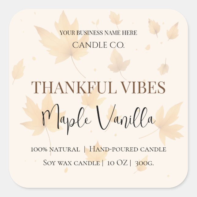 Maple Vanilla | Elegant Fall Soy Candle Label (Front)