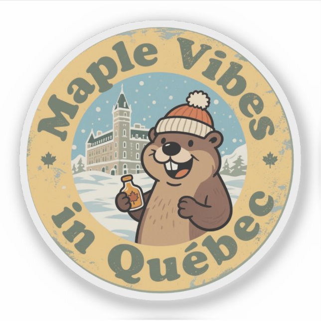Maple Vibes in Québec with a Funny Beaver (Front)