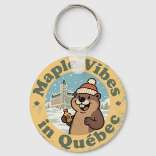 Maple Vibes in Québec with a Funny Beaver Key Ring