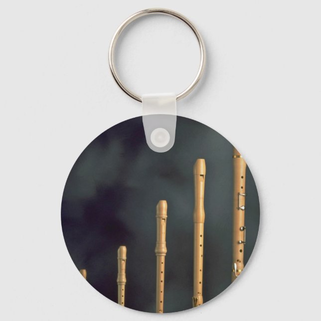 Maple wood recorders, wind instruments key ring (Front)