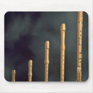 Maple wood recorders, wind instruments mouse pad