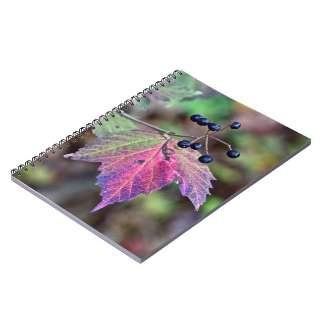 Mapleleaf Viburnum Autumn Leaves and Berries Spiral Notebook (Left Side)