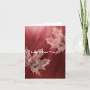 maples leaves accent maroon gradient thank you card
