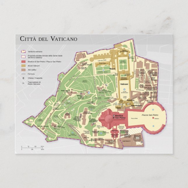 Mappa della Città del Vaticano diagramma Vatican Postcard (Front)