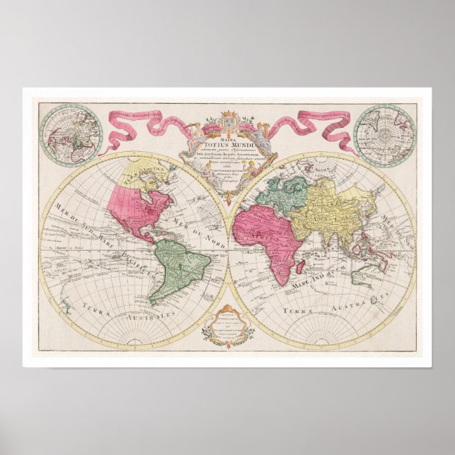 "MAPPA TOTIUS MUNDI" 1682 BY GUILIELMUM DE L'ISLE POSTER (Front)