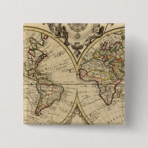 Mappemonde 15 Cm Square Badge