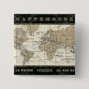 Mappemonde 15 Cm Square Badge