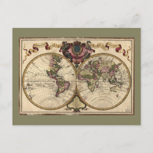 Mappemonde a l'usage du roy (World Map 1720) Postcard