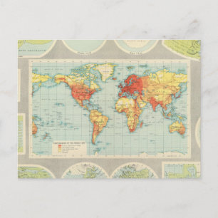 Mapping of the world postcard