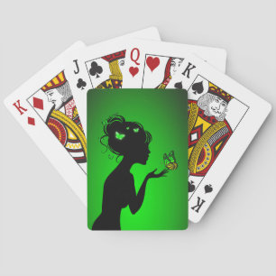 Maps Game The Green Butterfly Woman Playing Cards