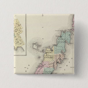 Maps of Door County, Sturgeon Bay and Jenny 15 Cm Square Badge