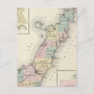 Maps of Door County, Sturgeon Bay and Jenny Postcard