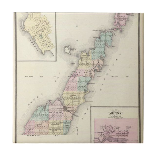 Maps of Door County, Sturgeon Bay and Jenny Tile (Front)