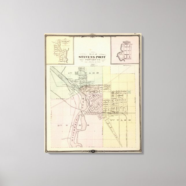 Maps of Stevens Point, Elroy and Wonewoc Canvas Print (Front)