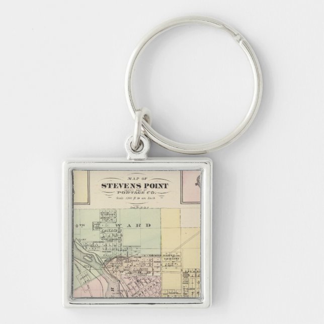 Maps of Stevens Point, Elroy and Wonewoc Key Ring (Front)