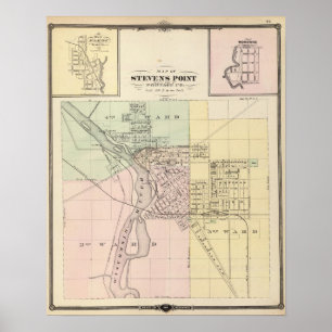 Maps of Stevens Point, Elroy and Wonewoc Poster