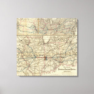 Maps showing the Indiana Canvas Print