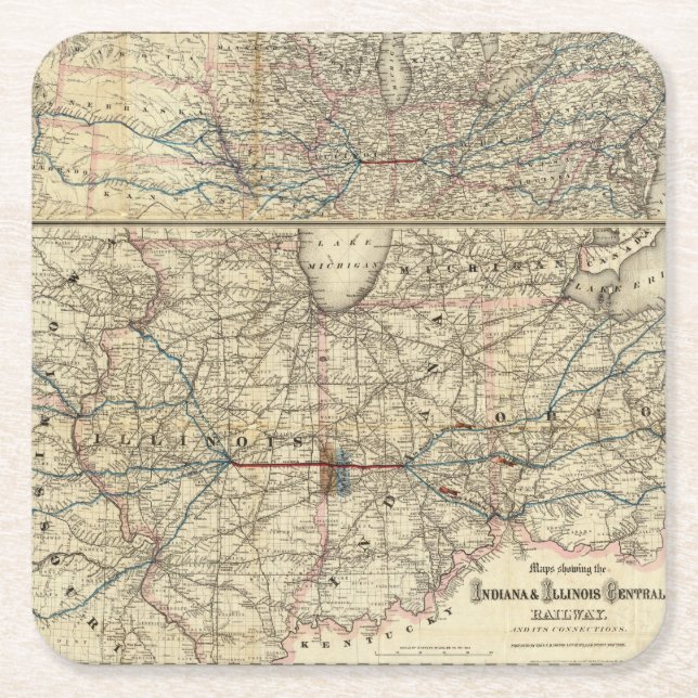Maps showing the Indiana Square Paper Coaster (Front)