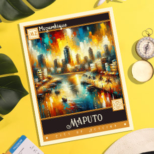 Maputo, Mozambique Vintage Painting Postcard