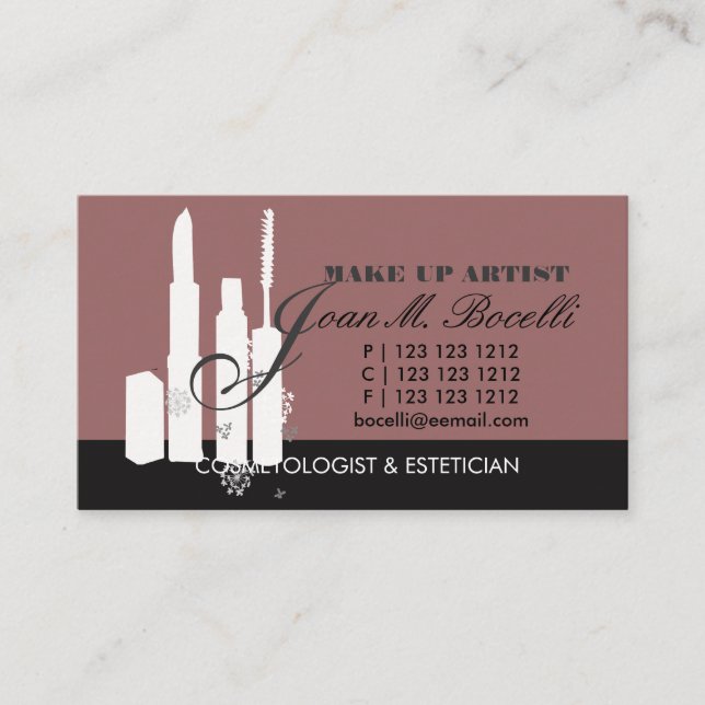 Maquillage chic Makeup Artist Cosmetologist  MUA Business Card (Front)