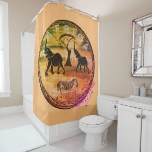 Mara Trumpet Glory African Elephant Zebra Oil Pain Shower Curtain