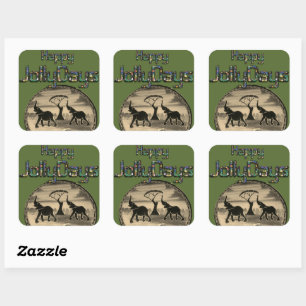Mara Trumpet Glory African Elephant Zebra Oil Pain Square Sticker