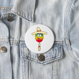 Maraca with Sombrero Colourful Fiesta 7.5 Cm Round Badge
