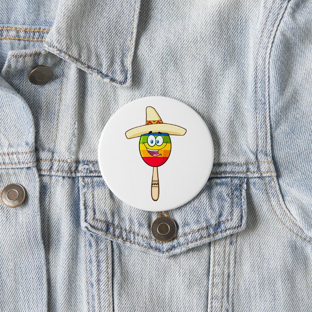 Maraca with Sombrero Colourful Fiesta 7.5 Cm Round Badge (Creator Uploaded)