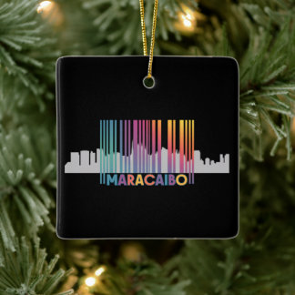 Maracaibo City Barcode Art Latin Pride Ceramic Ornament