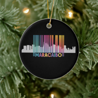 Maracaibo City Barcode Art Latin Pride Ceramic Tree Decoration