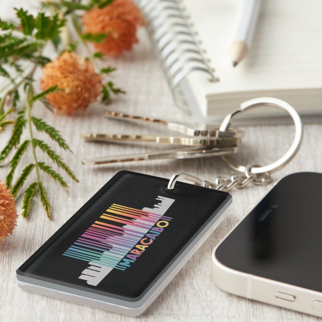 Maracaibo City Barcode Art Latin Pride Key Ring (Front Right)
