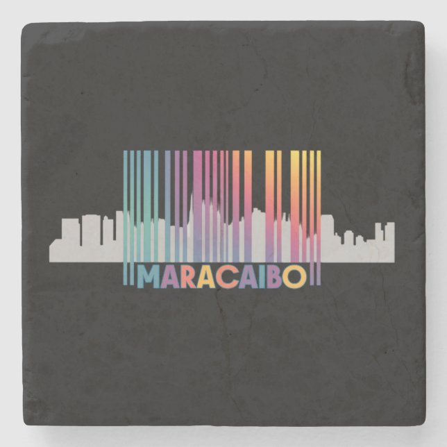 Maracaibo City Barcode Art Latin Pride Stone Coaster (Front)