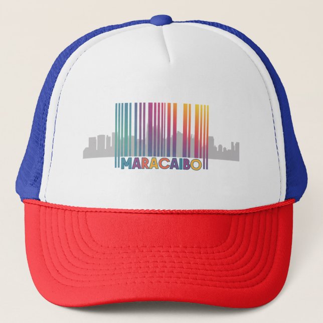 Maracaibo City Barcode Art Latin Pride Trucker Hat (Front)