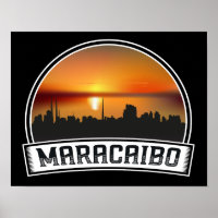 Maracaibo Venezuela Skyline Sunset Vintage Travel