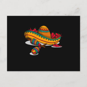 Maracas Sombrero Mexican Music Maraca Player Gift Postcard