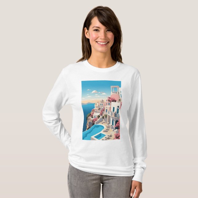 marakech beautiful moroccan city paint long sleeve T-Shirt (Front Full)