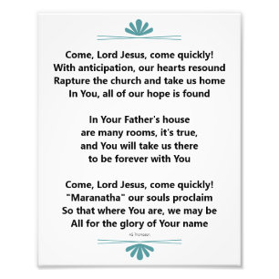 Maranatha Christian Poem Photo Print