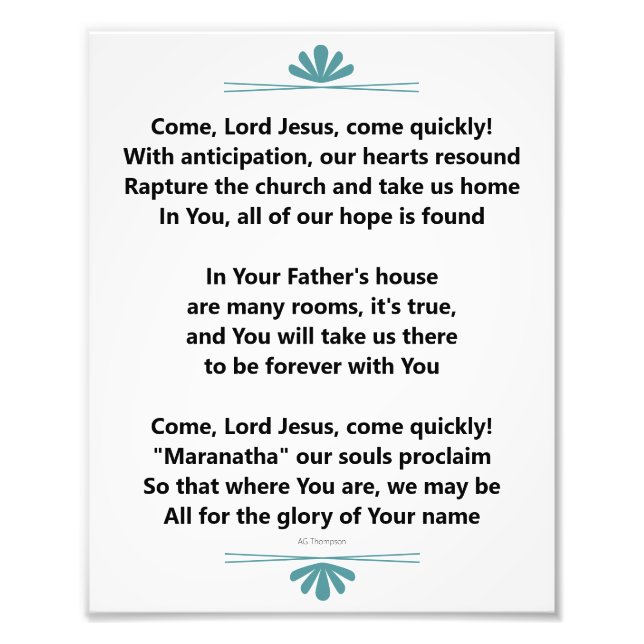 Maranatha Christian Poem Photo Print (Front)