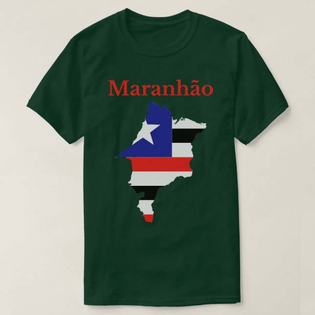 Maranhao State Map Flag Design Brazil T-Shirt (Design Front)