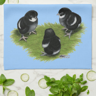 Marans Black Copper Chicks Tea Towel