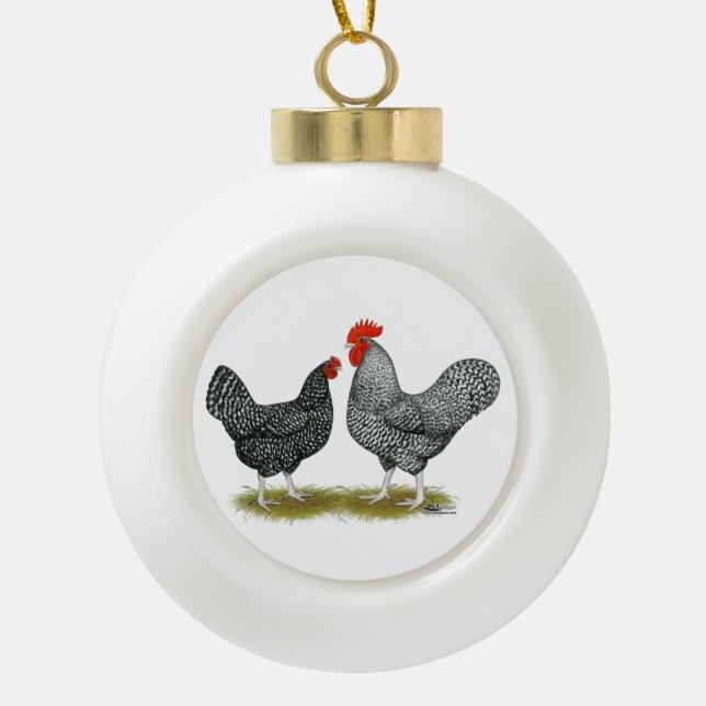 Marans:  Cuckoo Pair Ceramic Ball Christmas Ornament (Front)