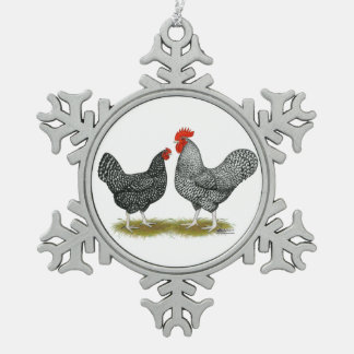 Marans: Cuckoo Pair Snowflake Pewter Christmas Ornament