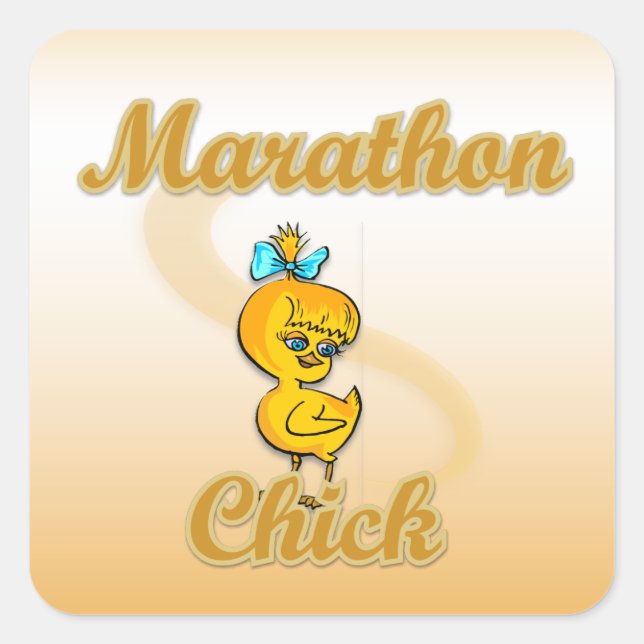 Marathon Chick Square Sticker (Front)