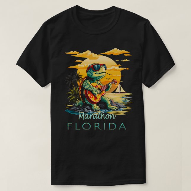 Marathon Florida Keys Vacation Turtle  T-Shirt (Design Front)