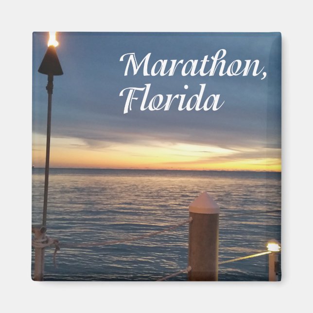 Marathon, Florida Keys with sunset photo Magnet (Front)